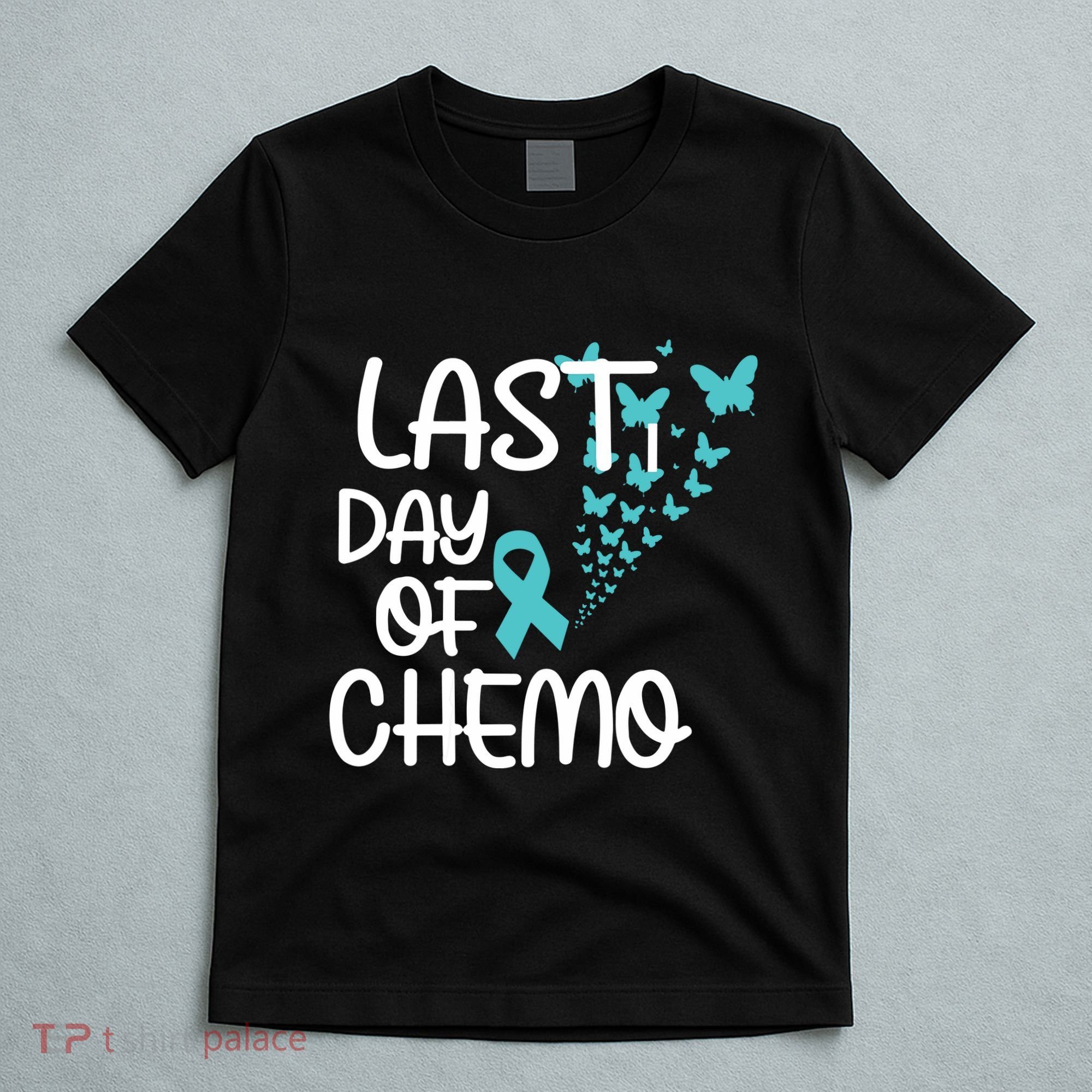 Women Last Day Of Chemo Cute Graphic Ovarian Cancer Awareness Vneck T-Shirt
