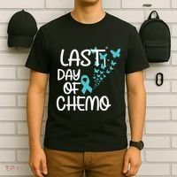 Women Last Day Of Chemo Cute Graphic Ovarian Cancer Awareness Vneck T-Shirt thumb 6