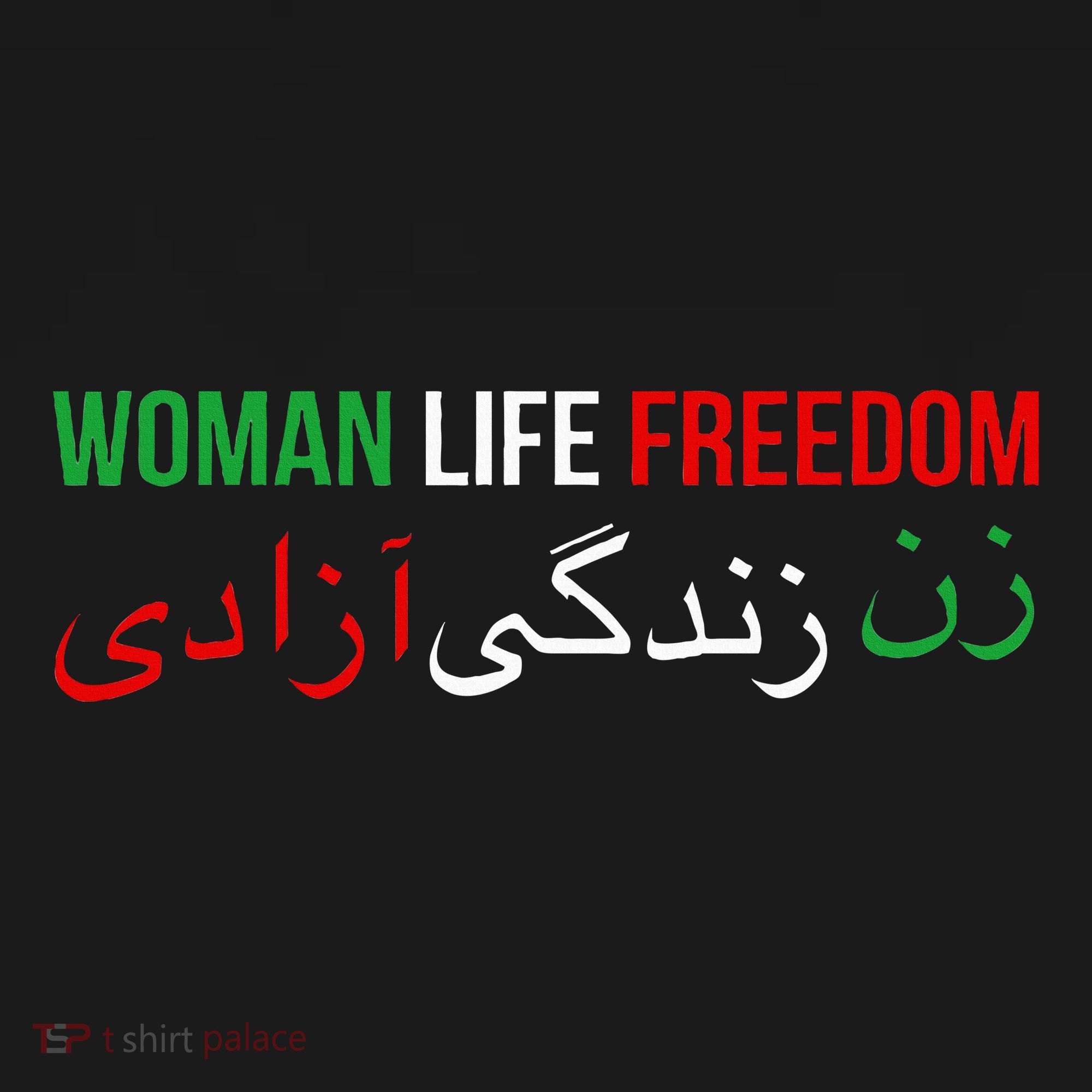 Woman Life Freedom Iran English Persian Protest Slogan T-Shirt