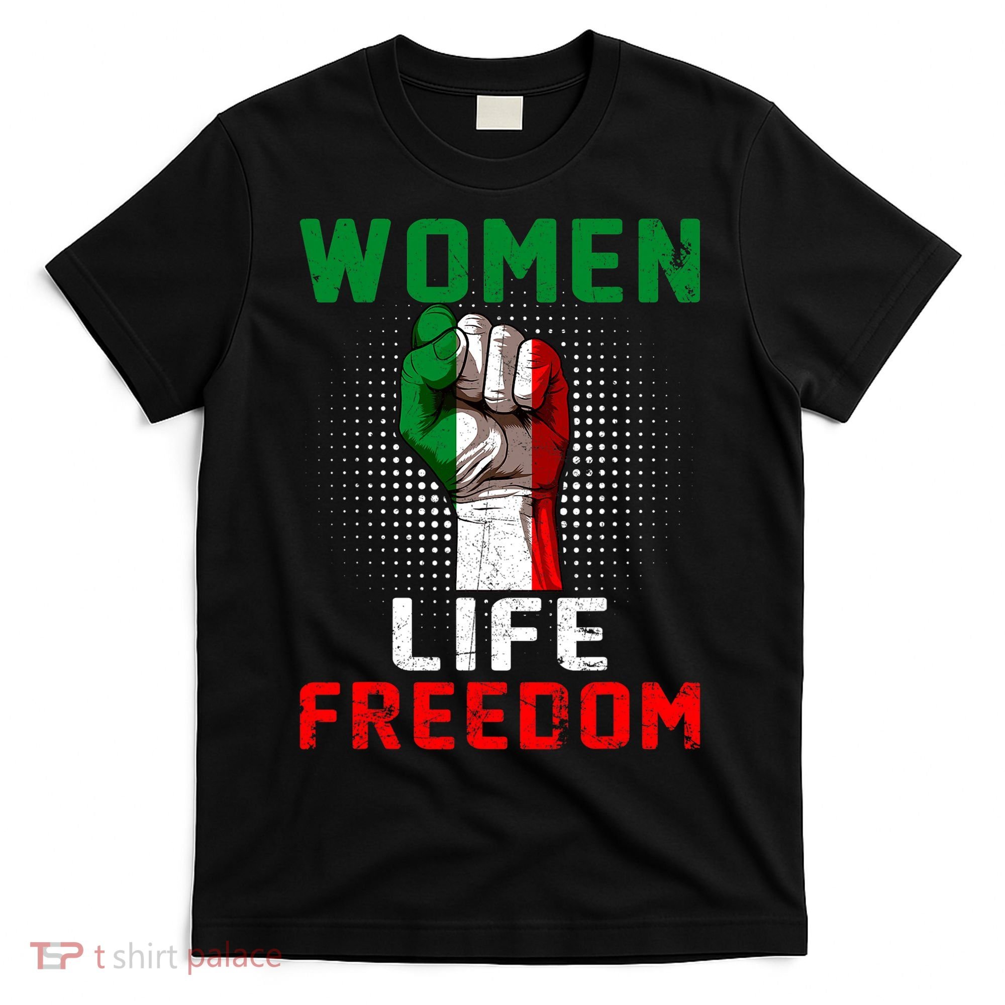 Women Life Freedom Stand With Women Iranian Flag Raised Hand T-Shirt