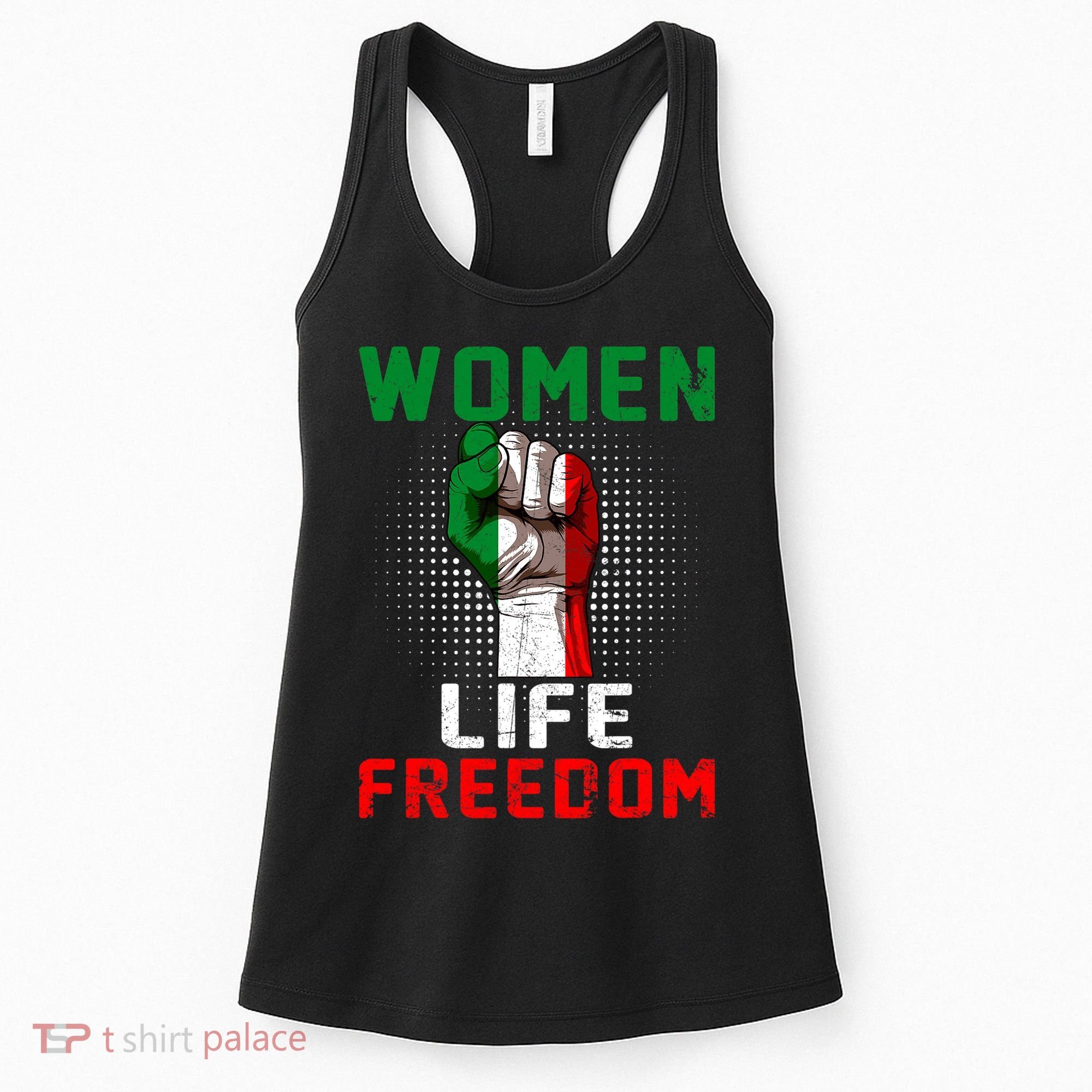 Women Life Freedom Stand With Women Iranian Flag Raised Hand Women's Tank Top