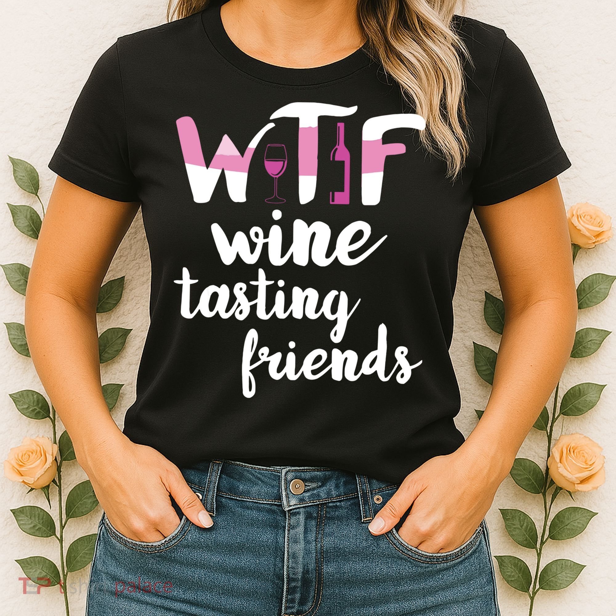 Wine Lover Funny WTF Wine Tasting Friends Drinking Wine Women's T-Shirt