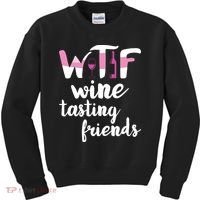 Wine Lover Funny WTF Wine Tasting Friends Drinking Wine Kids Sweatshirt thumb 0