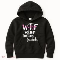 Wine Lover Funny WTF Wine Tasting Friends Drinking Wine Kids Hoodie thumb 0