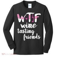 Wine Lover Funny WTF Wine Tasting Friends Drinking Wine Kids Long Sleeve Shirt thumb 0
