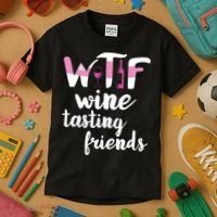 Wine Lover Funny WTF Wine Tasting Friends Drinking Wine Kids T-Shirt thumb 3