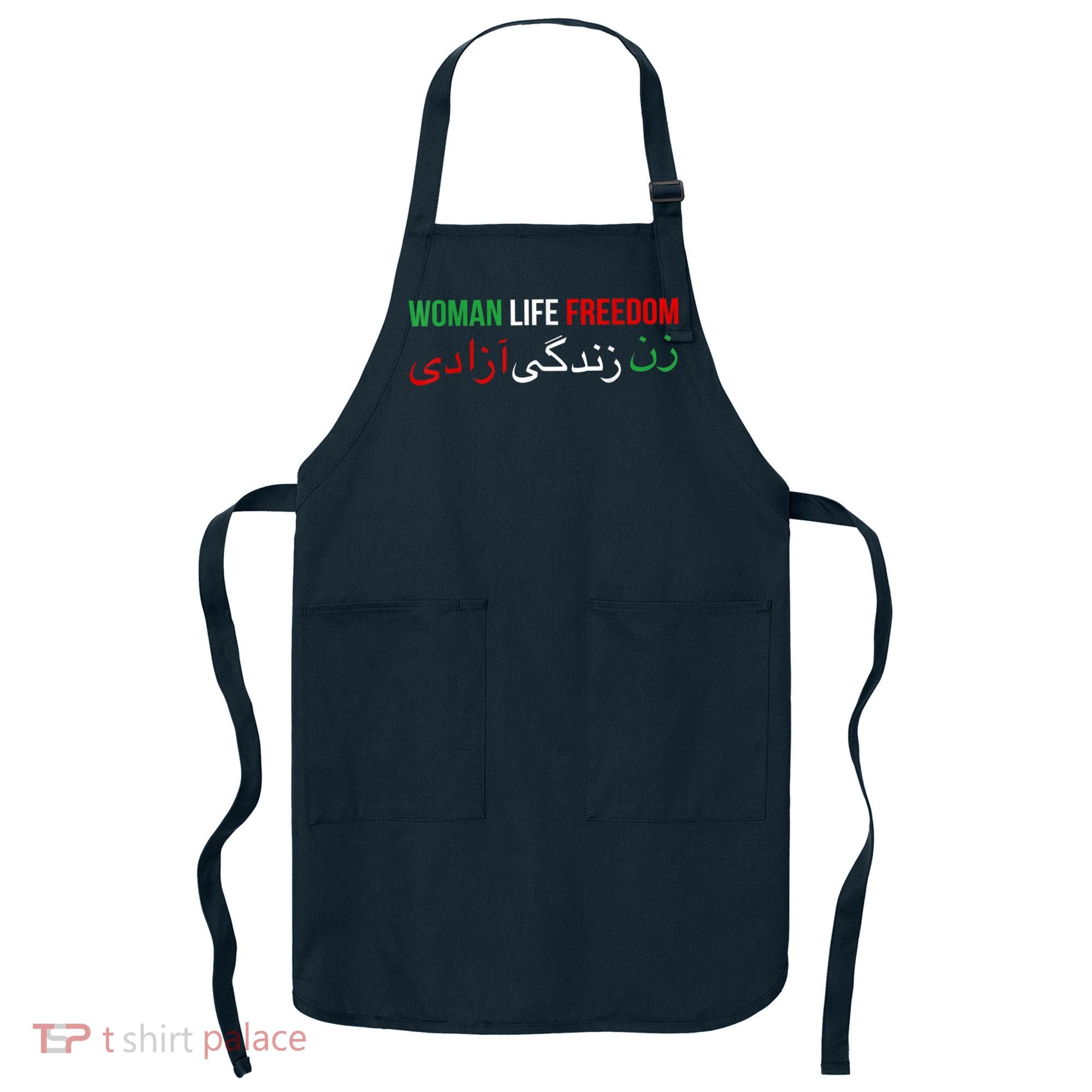 Woman Life Freedom Iran English Persian Protest Slogan Apron