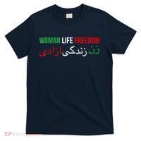 Woman Life Freedom Iran English Persian Protest Slogan T-Shirt thumb 0