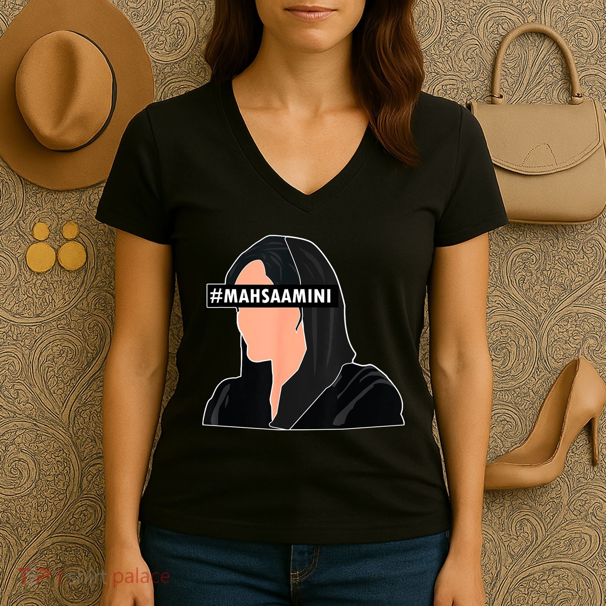 Women Life Freedom Iran #Mahsa Amini Women's V-Neck T-Shirt