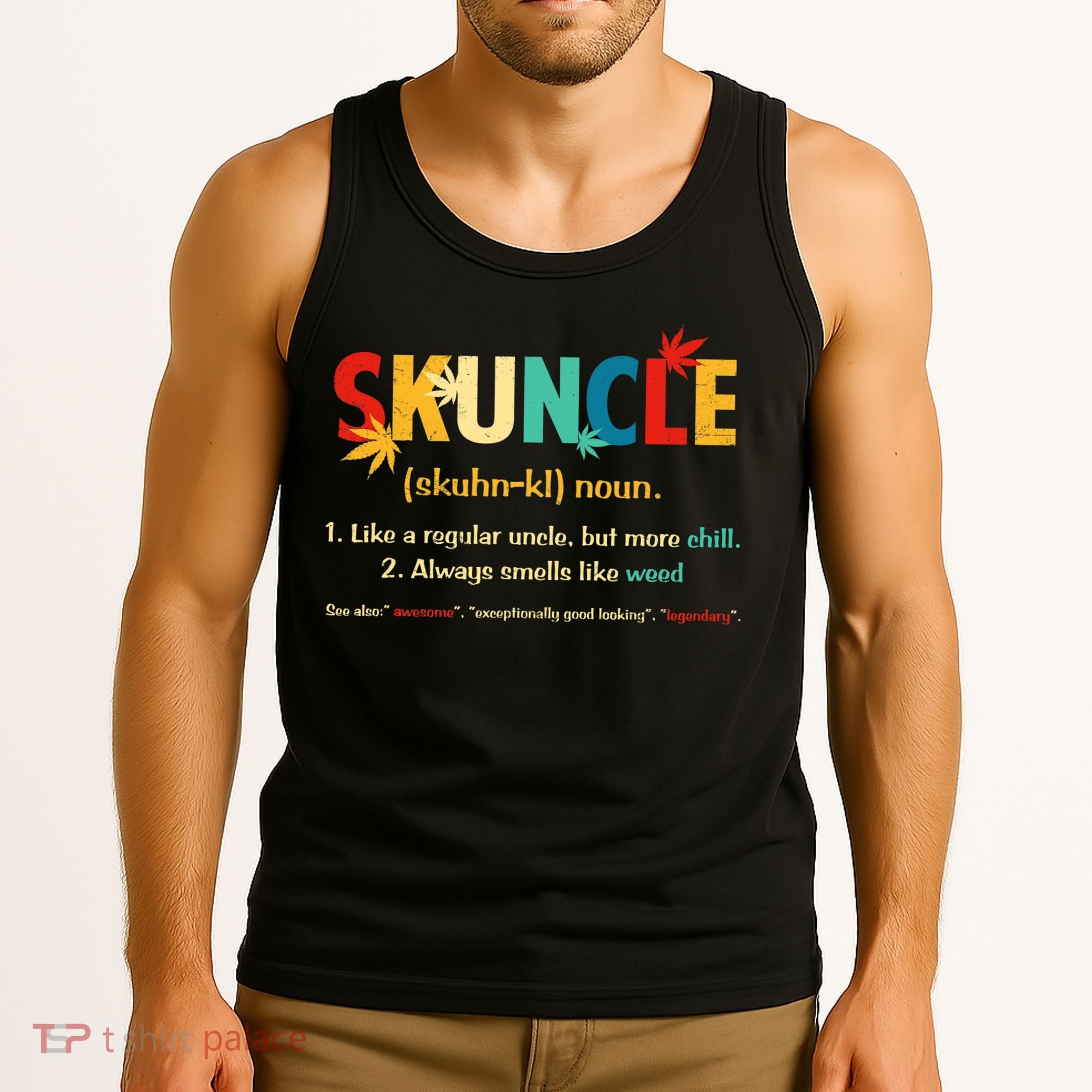 Weed Lover Fun Uncle Weed Smoker Skuncle Marijuana Cannabis Tank Top