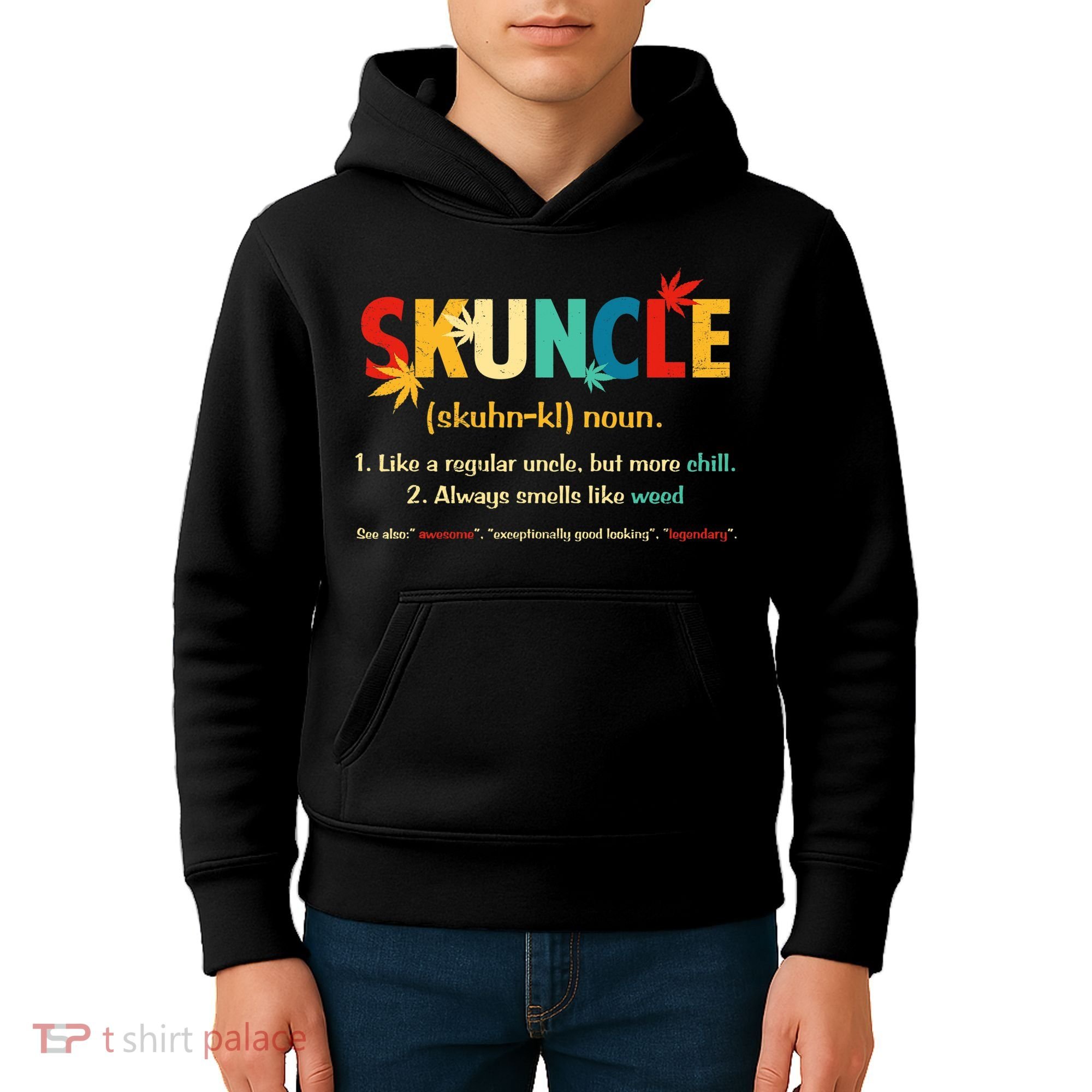 Weed Lover Fun Uncle Weed Smoker Skuncle Marijuana Cannabis Kids Hoodie