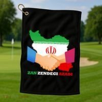 Woman Life Freedom Iran Zan Zendegi Azadi Persian Support Golf Towel thumb 1
