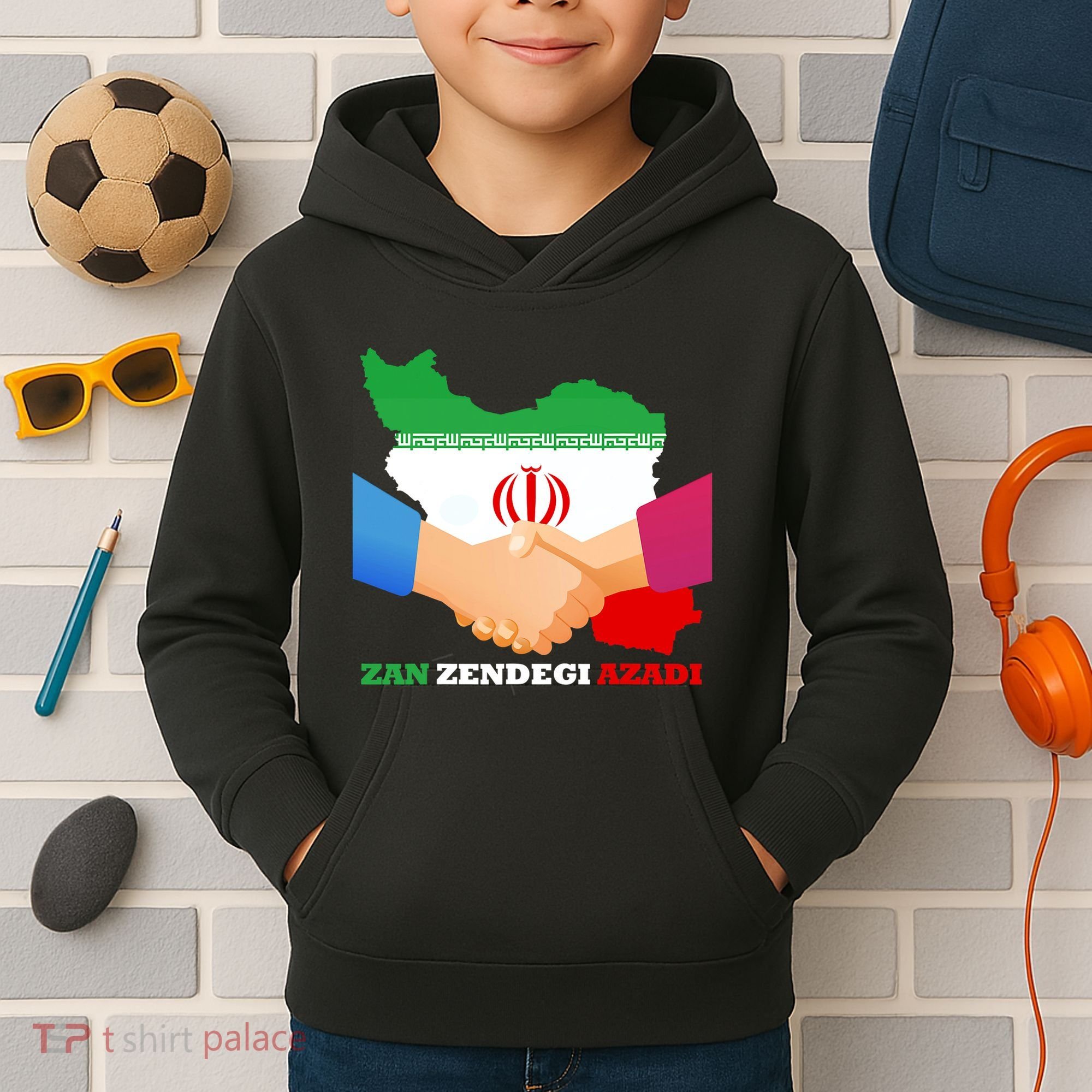 Woman Life Freedom Iran Zan Zendegi Azadi Persian Support Kids Hoodie