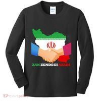 Woman Life Freedom Iran Zan Zendegi Azadi Persian Support Kids Long Sleeve Shirt thumb 0