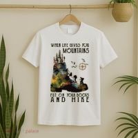 When Life Gives You Mountains Put On Your Boots Funny Hiking T-Shirt thumb 2