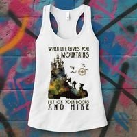When Life Gives You Mountains Put On Your Boots Funny Hiking Women's Tank Top thumb 3
