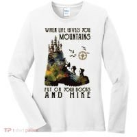 When Life Gives You Mountains Put On Your Boots Funny Hiking Women's Long Sleeve Shirt thumb 0