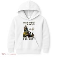 When Life Gives You Mountains Put On Your Boots Funny Hiking Kids Hoodie thumb 0