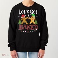 Wo Let's Get Baked Cookie Baking Gingerbread Plaid Christmas Women's Sweatshirt thumb 0