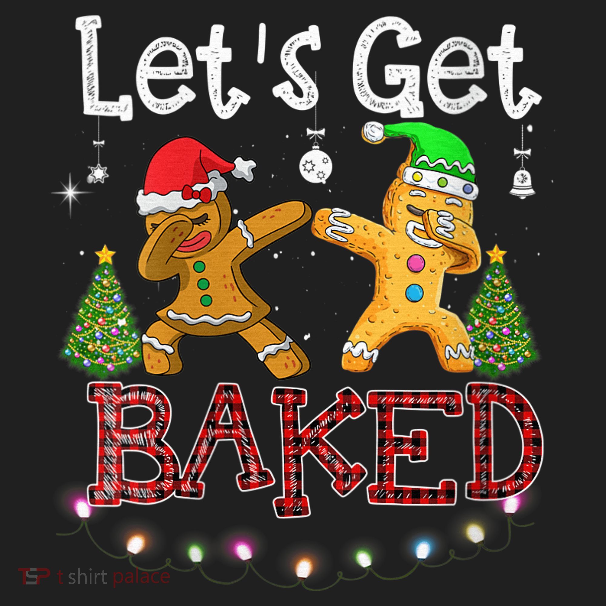 Wo Let's Get Baked Cookie Baking Gingerbread Plaid Christmas Women's Sweatshirt