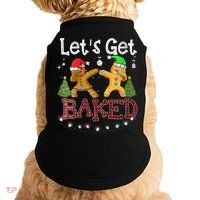 Wo Let's Get Baked Cookie Baking Gingerbread Plaid Christmas Doggie Tank thumb 0
