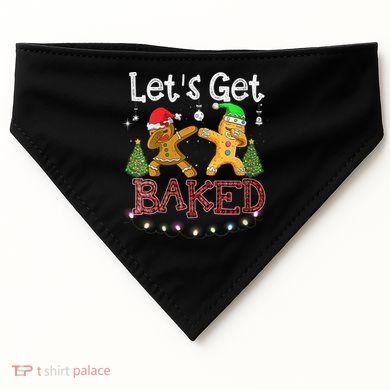 Wo Let's Get Baked Cookie Baking Gingerbread Plaid Christmas USA-Made Doggie Bandana
