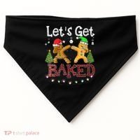 Wo Let's Get Baked Cookie Baking Gingerbread Plaid Christmas USA-Made Doggie Bandana thumb 0