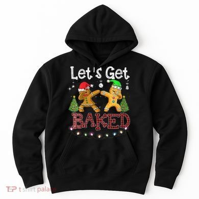 Wo Let's Get Baked Cookie Baking Gingerbread Plaid Christmas Hoodie