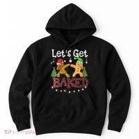 Wo Let's Get Baked Cookie Baking Gingerbread Plaid Christmas Hoodie thumb 0