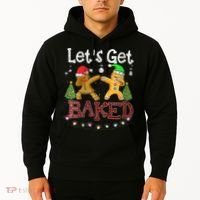 Wo Let's Get Baked Cookie Baking Gingerbread Plaid Christmas Hoodie thumb 2