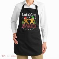 Wo Let's Get Baked Cookie Baking Gingerbread Plaid Christmas Apron thumb 2