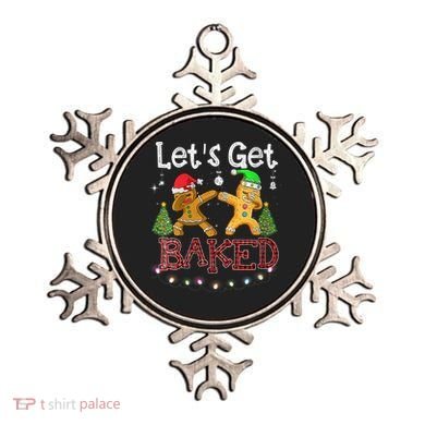 Wo Let's Get Baked Cookie Baking Gingerbread Plaid Christmas Ornament