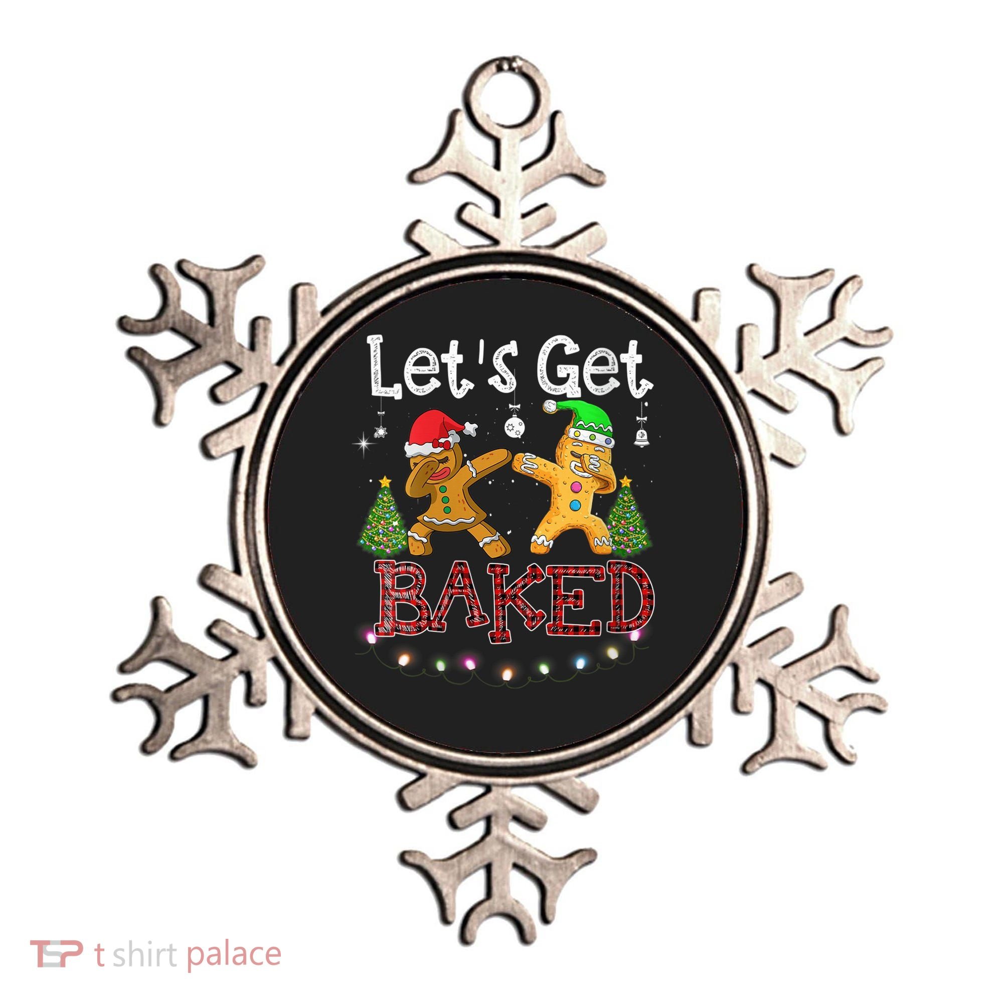 Wo Let's Get Baked Cookie Baking Gingerbread Plaid Christmas Ornament