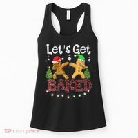 Wo Let's Get Baked Cookie Baking Gingerbread Plaid Christmas Women's Tank Top thumb 0