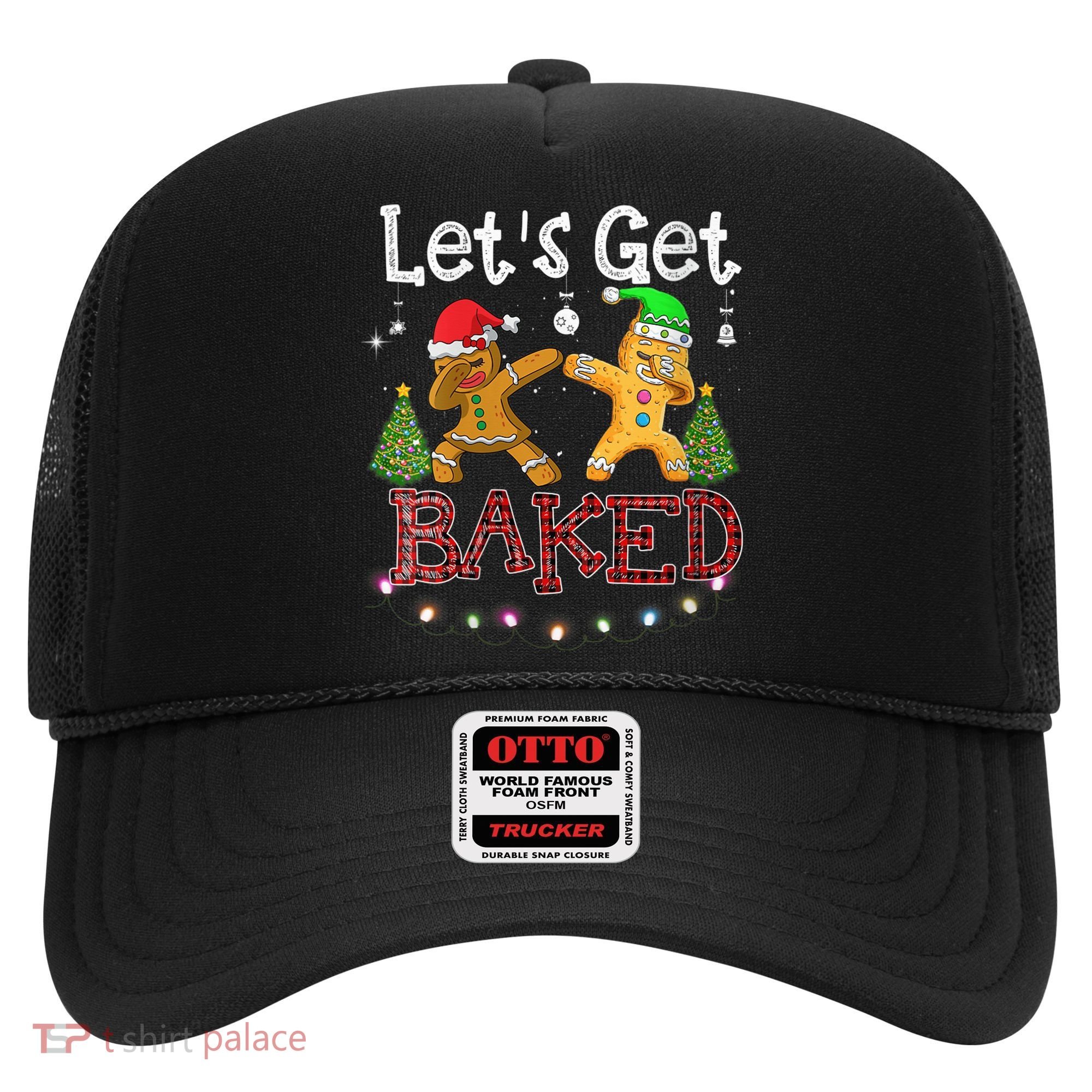 Wo Let's Get Baked Cookie Baking Gingerbread Plaid Christmas Hat