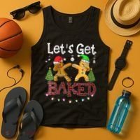 Wo Let's Get Baked Cookie Baking Gingerbread Plaid Christmas Tank Top thumb 4