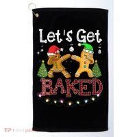 Wo Let's Get Baked Cookie Baking Gingerbread Plaid Christmas Golf Towel thumb 0