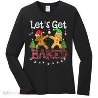 Wo Let's Get Baked Cookie Baking Gingerbread Plaid Christmas Women's Long Sleeve Shirt thumb 0