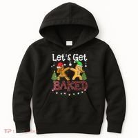 Wo Let's Get Baked Cookie Baking Gingerbread Plaid Christmas Kids Hoodie thumb 0