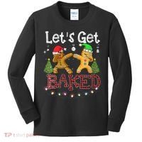 Wo Let's Get Baked Cookie Baking Gingerbread Plaid Christmas Kids Long Sleeve Shirt thumb 0
