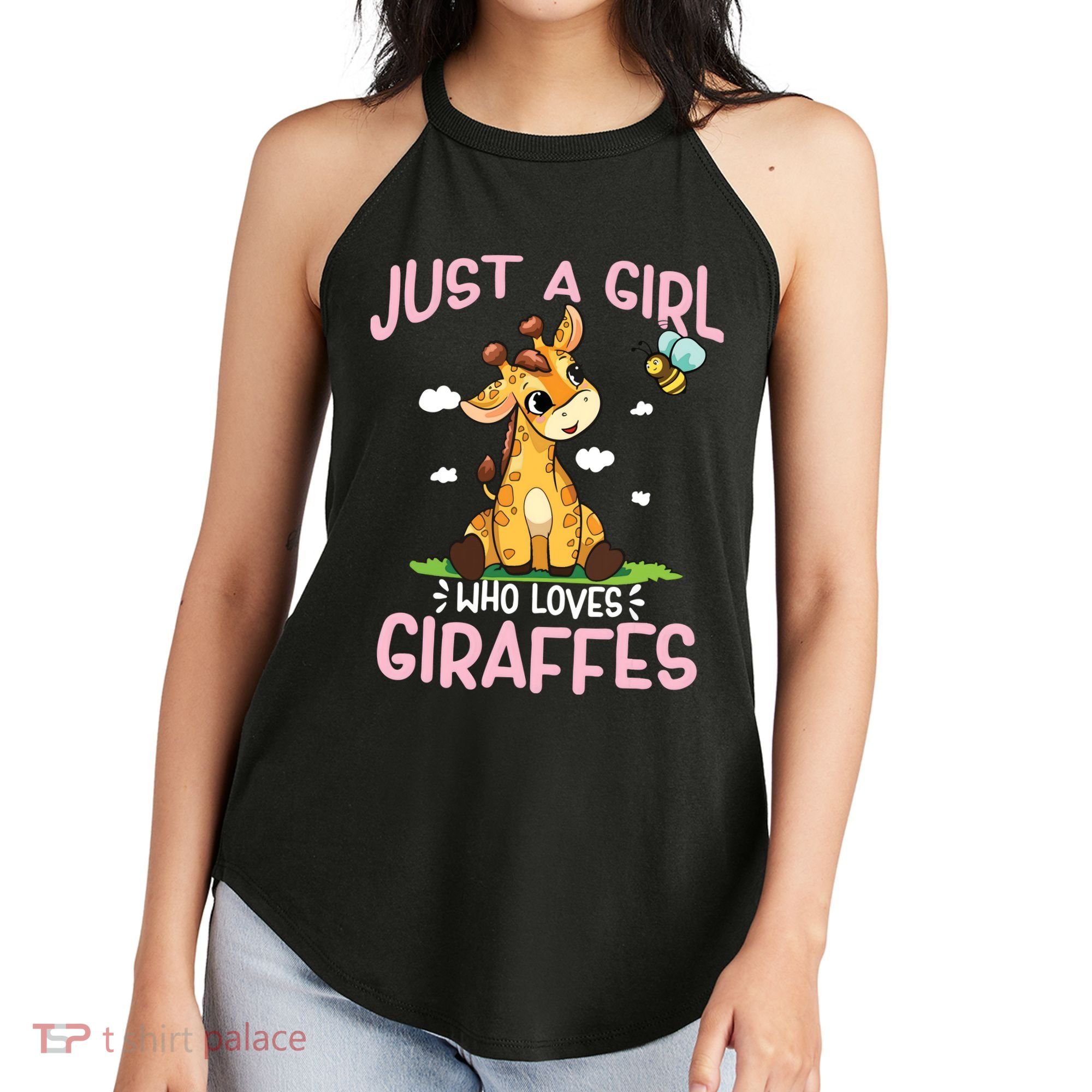 Who Loves Giraffe, Cute Giraffe Women's Perfect Tri Rocker Tank