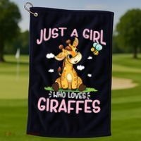 Who Loves Giraffe, Cute Giraffe Golf Towel thumb 1