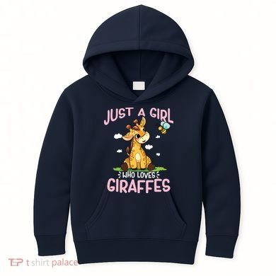 Who Loves Giraffe, Cute Giraffe Kids Hoodie
