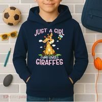 Who Loves Giraffe, Cute Giraffe Kids Hoodie thumb 2