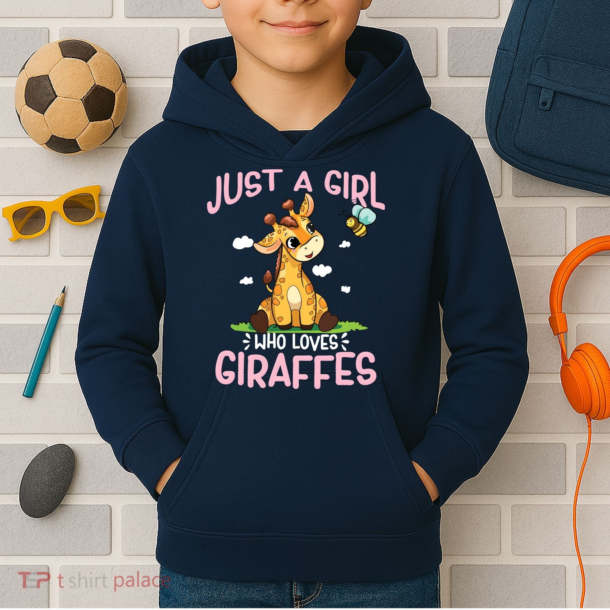 Who Loves Giraffe, Cute Giraffe Kids Hoodie