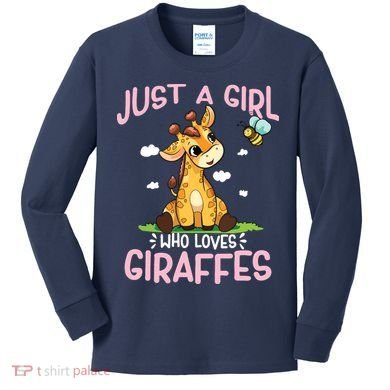 Who Loves Giraffe, Cute Giraffe Kids Long Sleeve Shirt