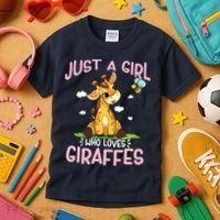 Who Loves Giraffe, Cute Giraffe Kids T-Shirt thumb 3
