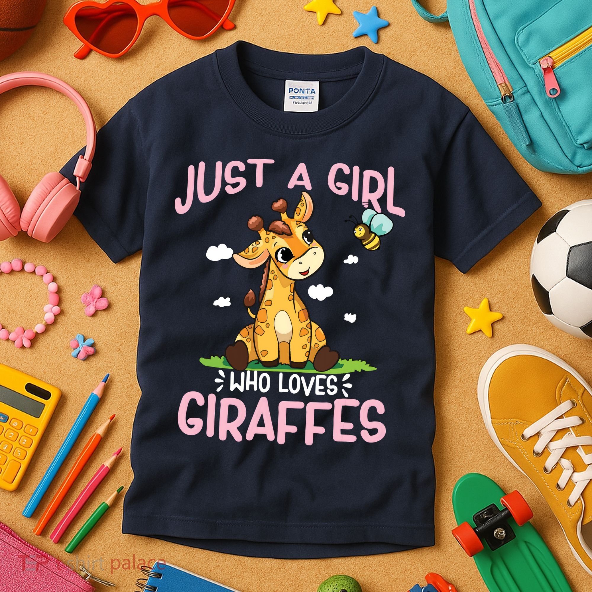 Who Loves Giraffe, Cute Giraffe Kids T-Shirt