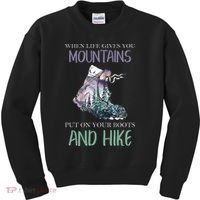 When Life Gives You Mountains Hiking Camping Mountaineering Kids Sweatshirt thumb 0
