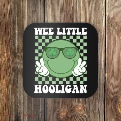 Wee Little Hooligan St Patricks Day Smile Retro Coaster